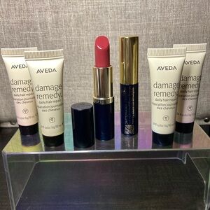 Estée Lauder Lipstick + sample mascara + 4 Aveda daily hair repair samples